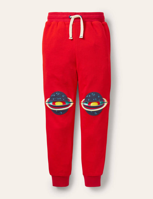 Appliqué Knee Joggers-Fire Red Space