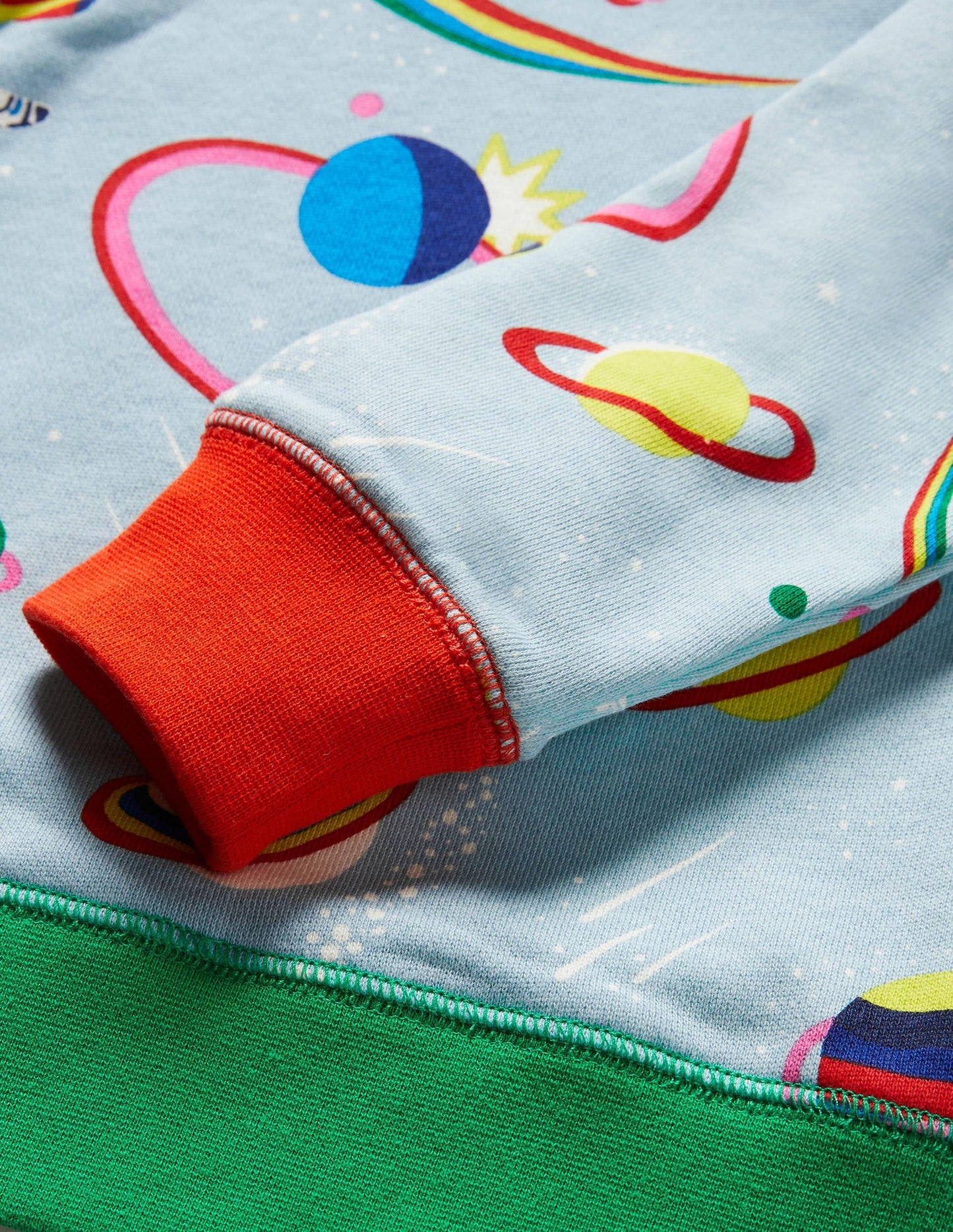 Appliqué Scene Sweatshirt-Mineral Blue Rainbow Space