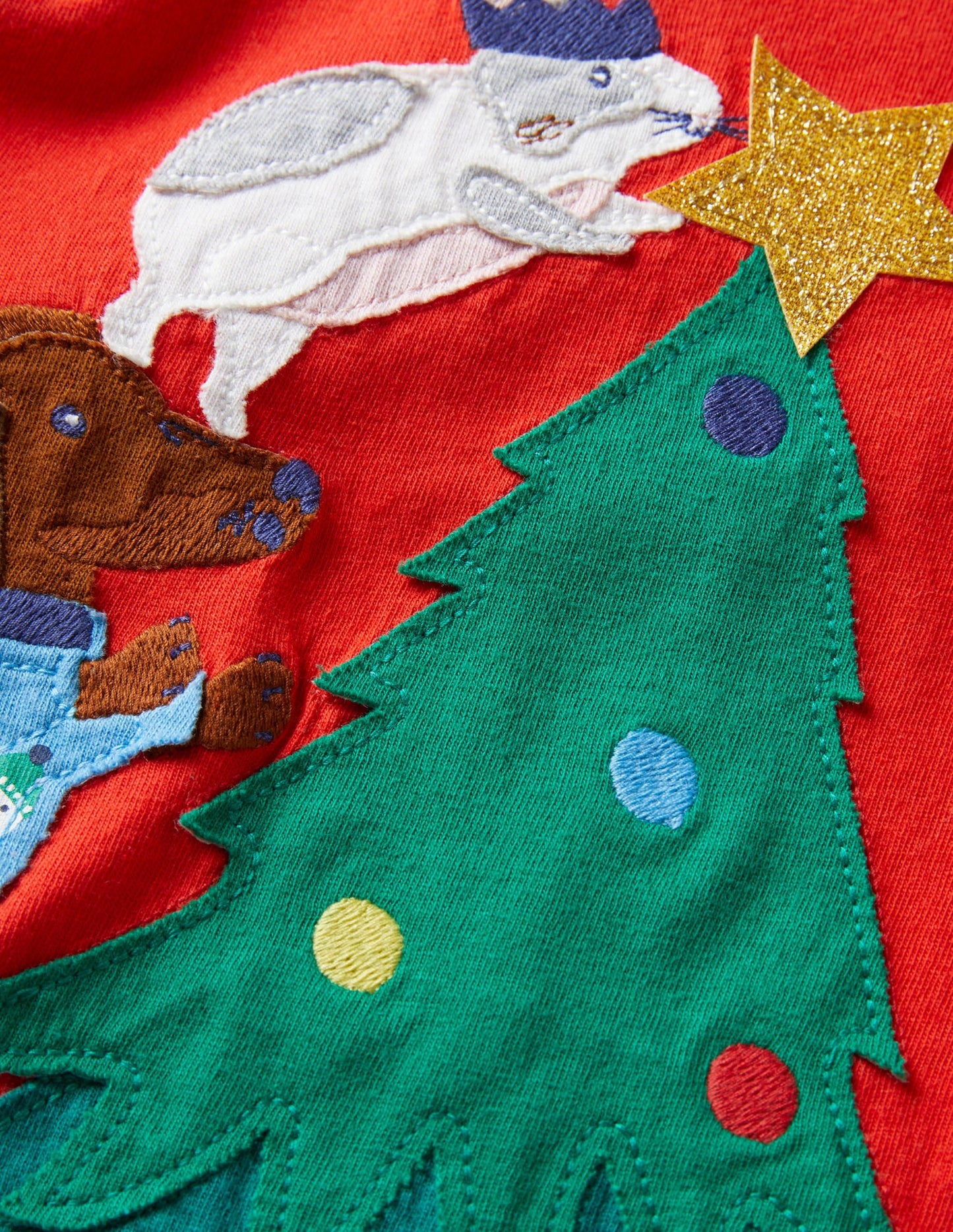 Appliqué Festive T-shirt-Fire Red Tree