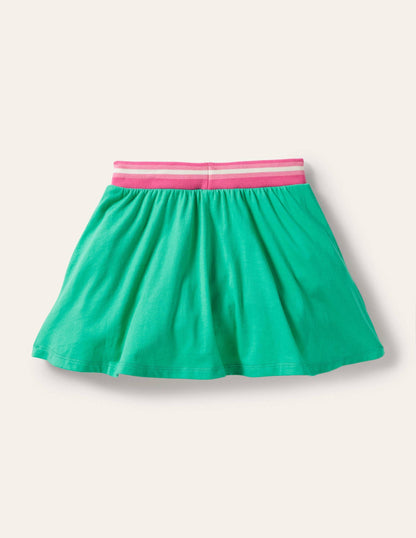 Applique Jersey Skort-Tropical Green Flamingo