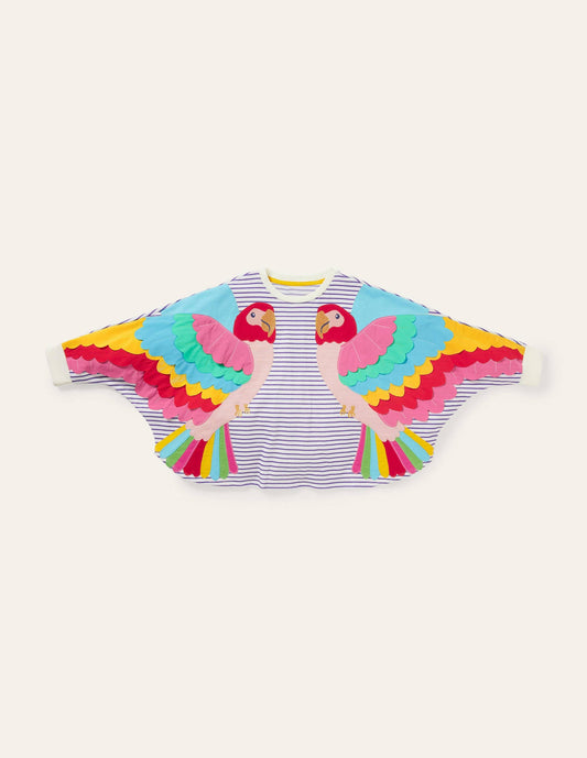 Appliqué Sweatshirt-Ivory / Starboard Parrot