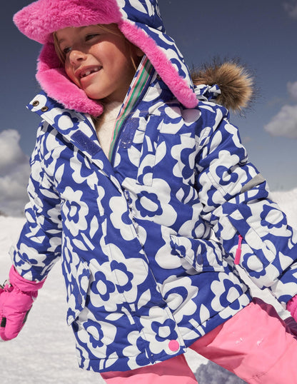 All-weather Waterproof Jacket-Ivory/Bluing Blue Floral