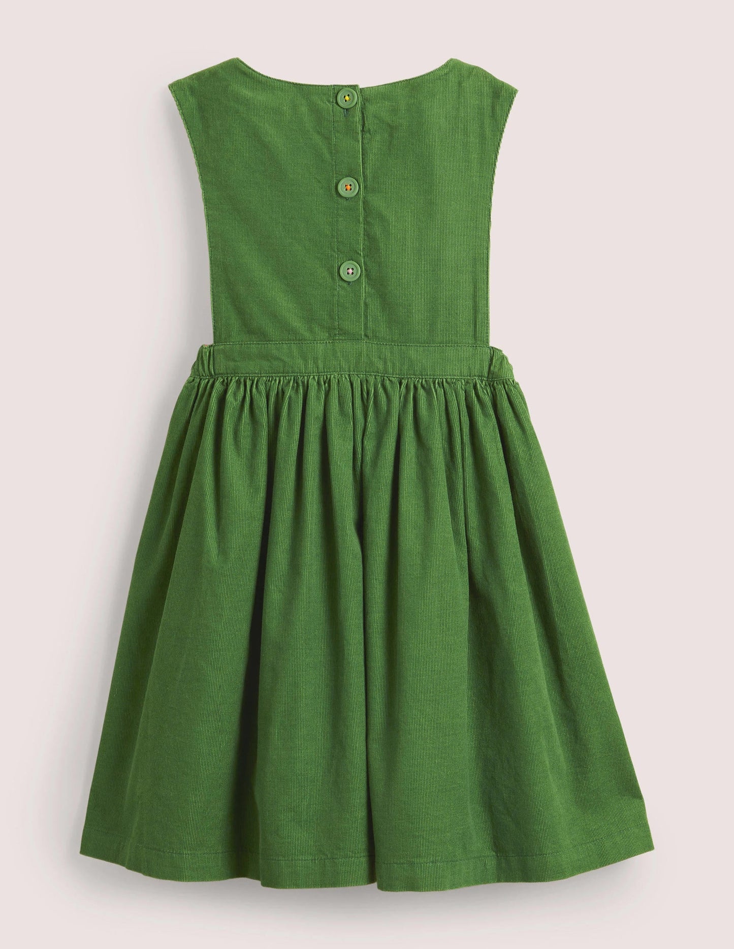 Appliqué Pinafore Dress-Olive Green Owls