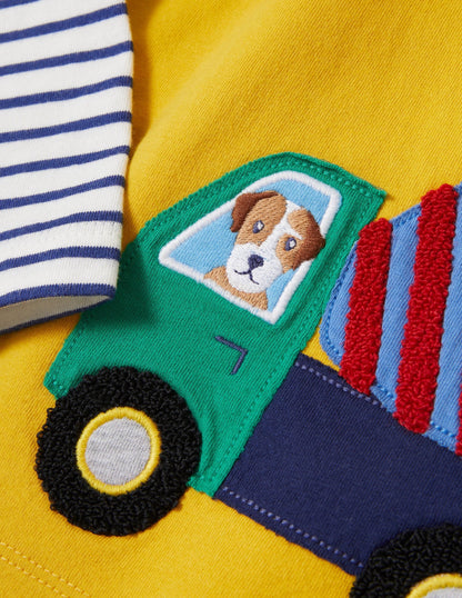 Appliqué T-shirt-Honeycomb Yellow Truck