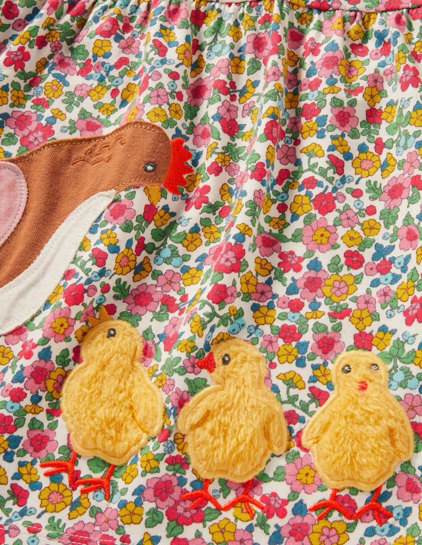 Appliqué Jersey Dress-Vintage Flowerbed Chicken