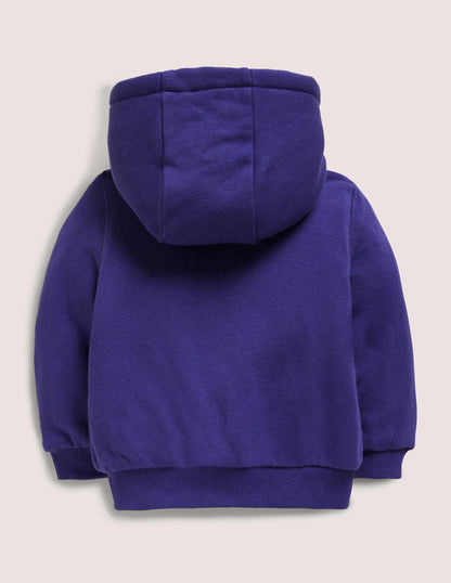 Appliqué Shaggy Hoodie-Starboard Blue Tractor