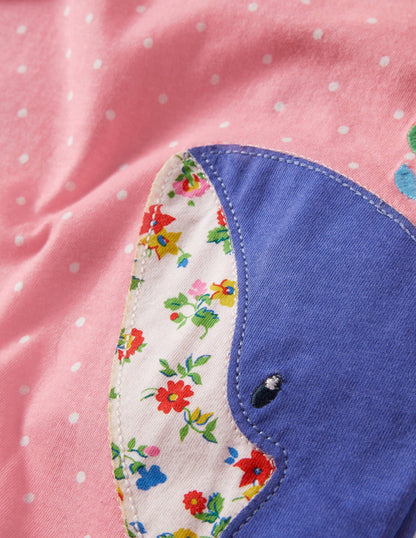 Appliqué Jersey Romper-Pink Spot Whale