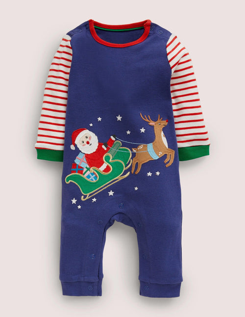 Appliqué Romper-Starboard Blue Festive