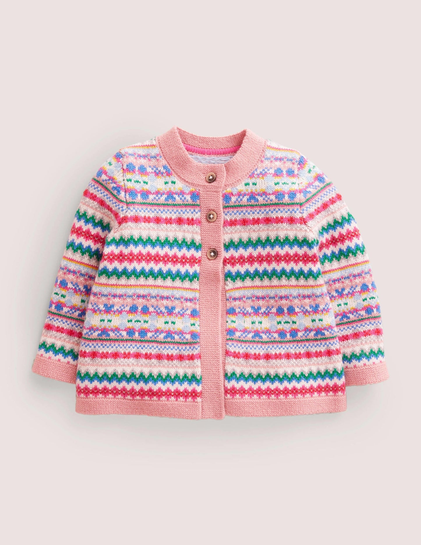All-over Fair Isle Cardigan-Boto Pink Fair Isle