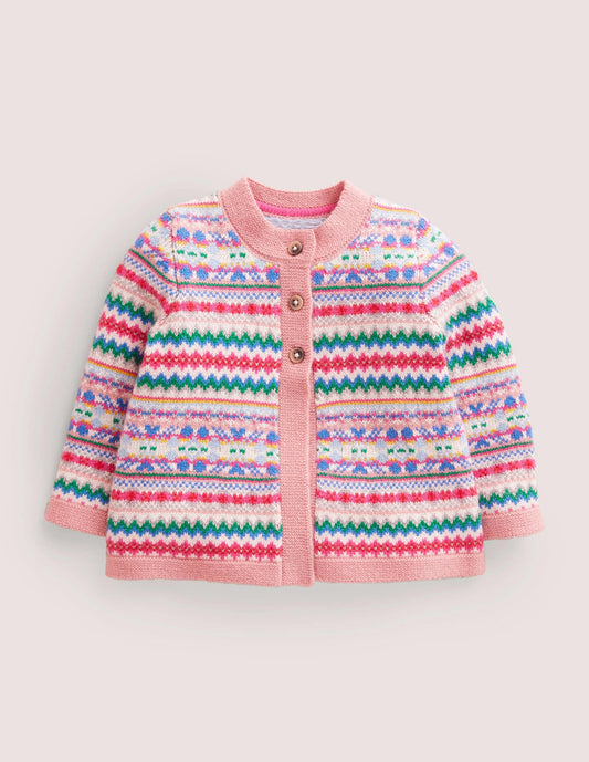 All-over Fair Isle Cardigan-Boto Pink Fair Isle