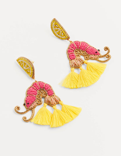 Beaded Earrings-Prawn