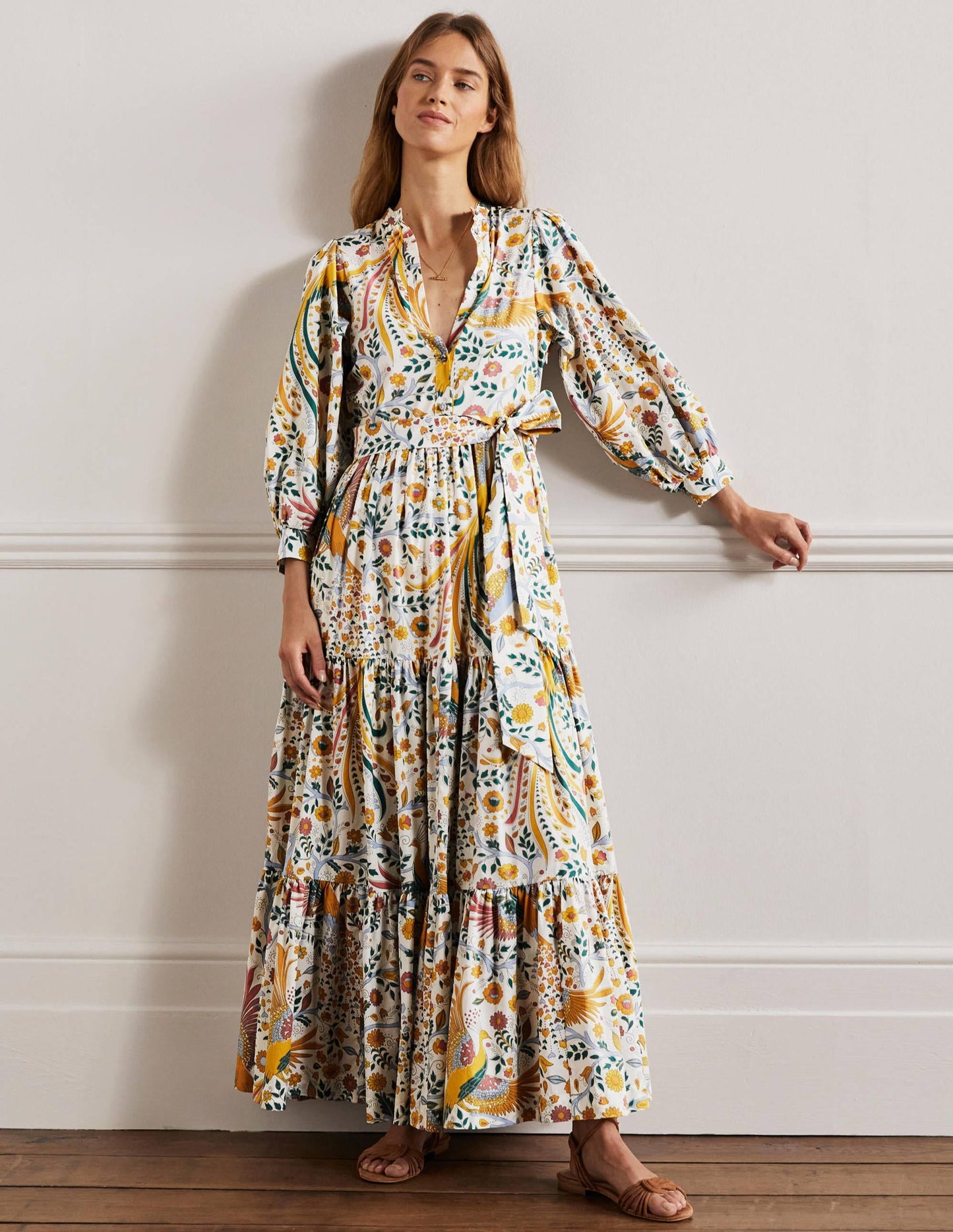 Ava Tiered Maxi Dress-Multi, Enchanting Peacock