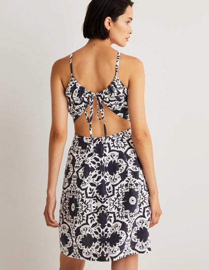 Back Detail Mini Dress-Navy, Bloomsbury