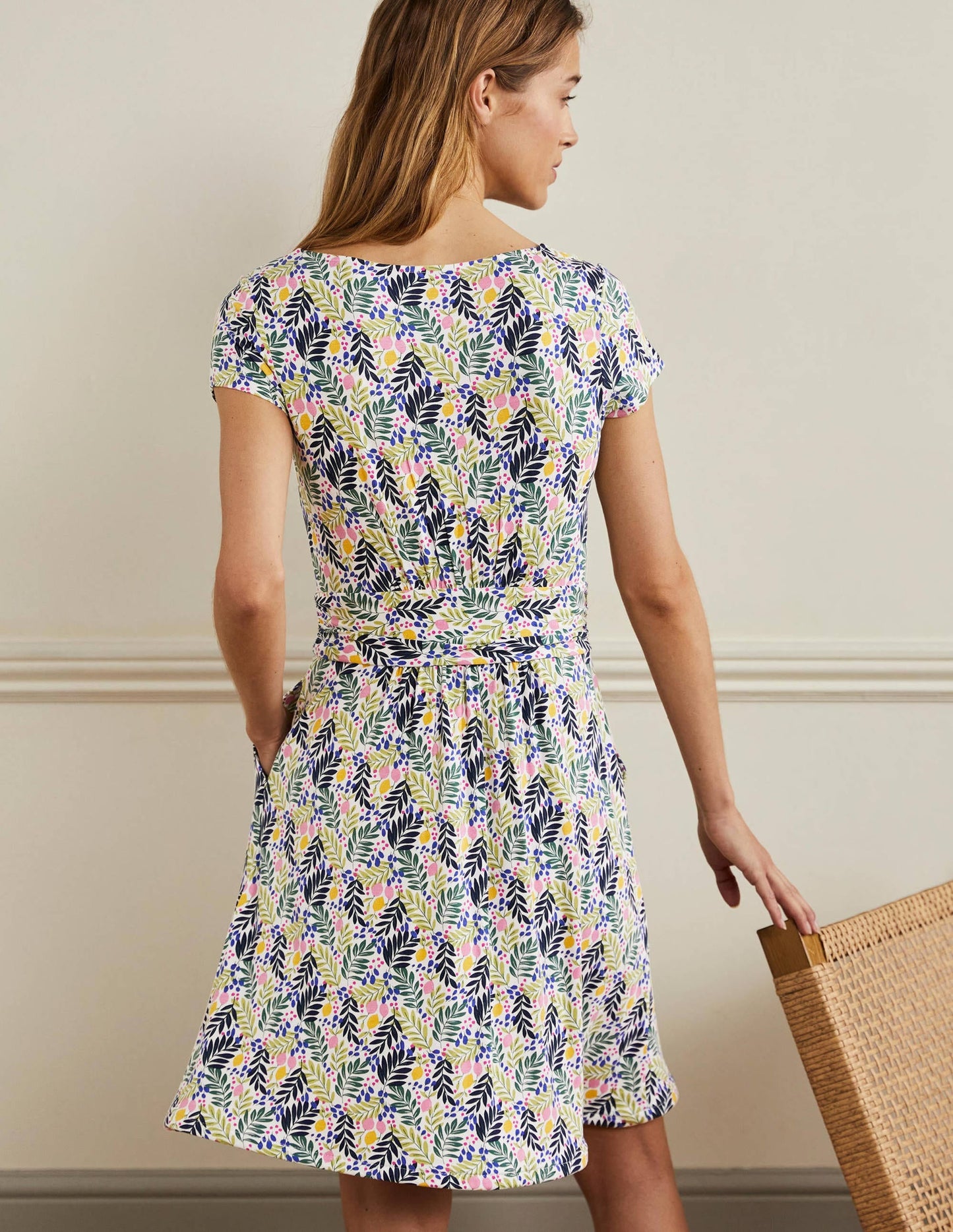 Amelie Jersey Dress-Multi, Lemon Foliage