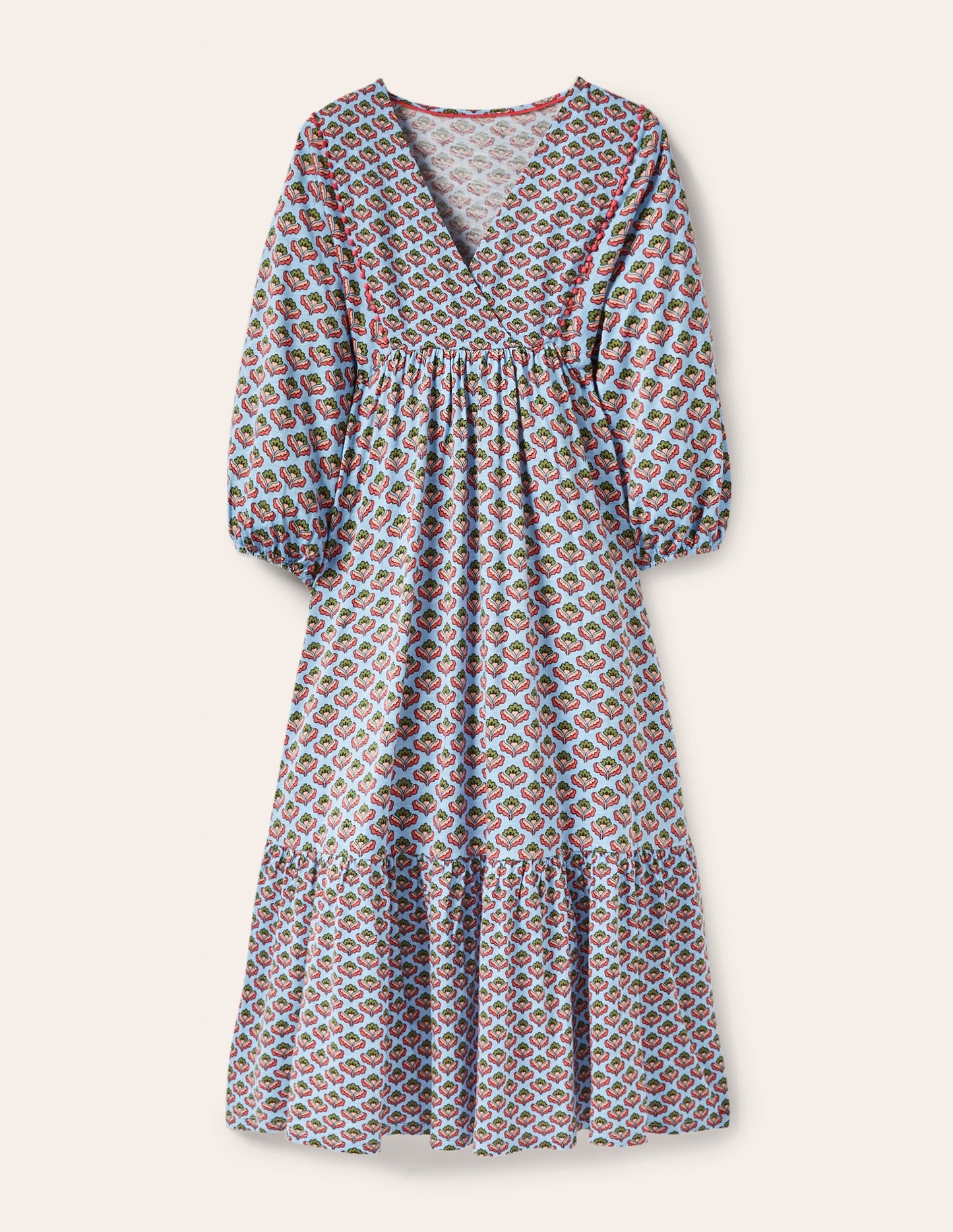 Anita Jersey Midi Dress-Dusty Blue, Oriental Bud