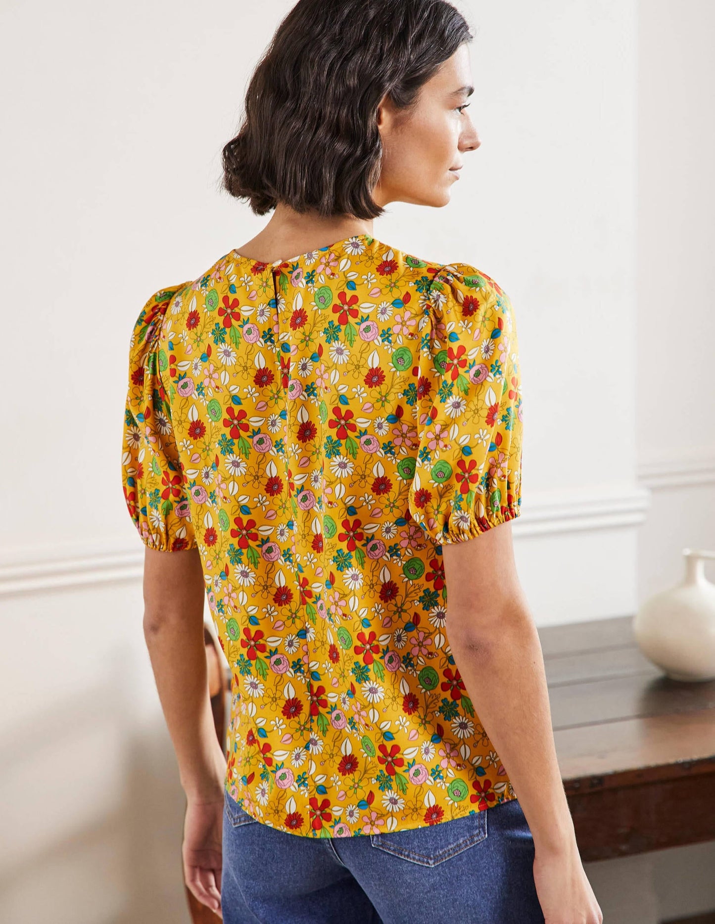 Adriana Puff Sleeve Top-Honeycomb, Ditsy Bloom