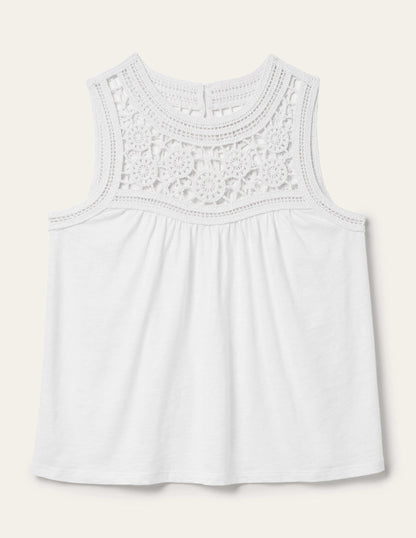Anais Crochet Jersey Top-White