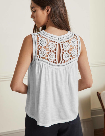 Anais Crochet Jersey Top-White