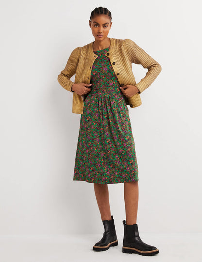 Abigail Jersey Dress-Highland Green, Exotic Floral