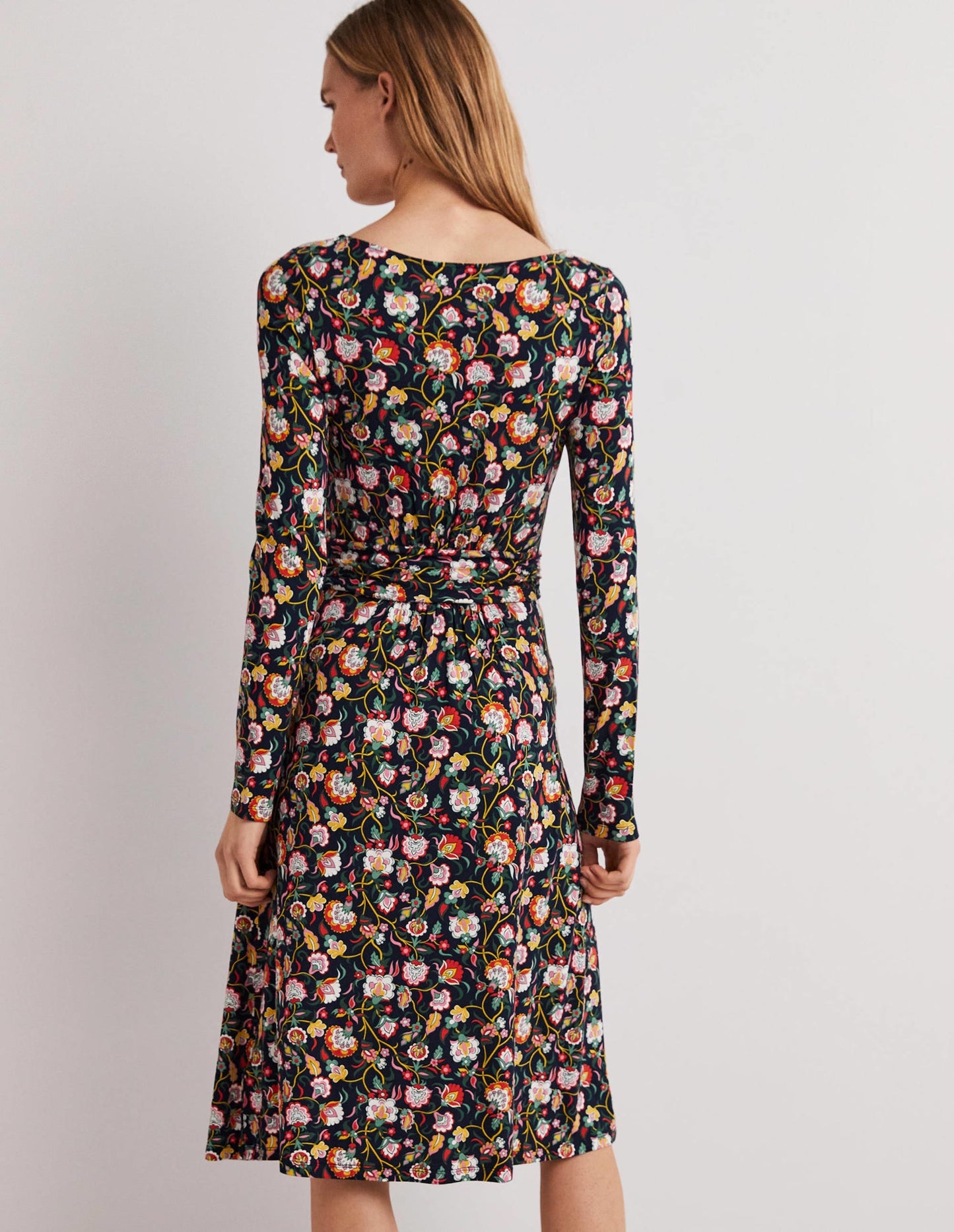 Abigail Jersey Dress-French Navy, Opulent Floral