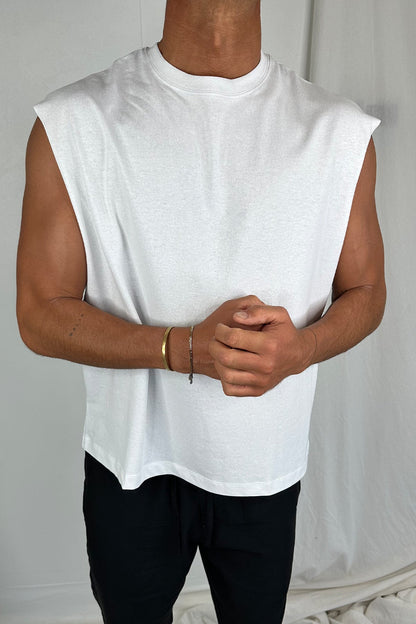 Elijah Soft Cotton Tank White - FINAL SALE