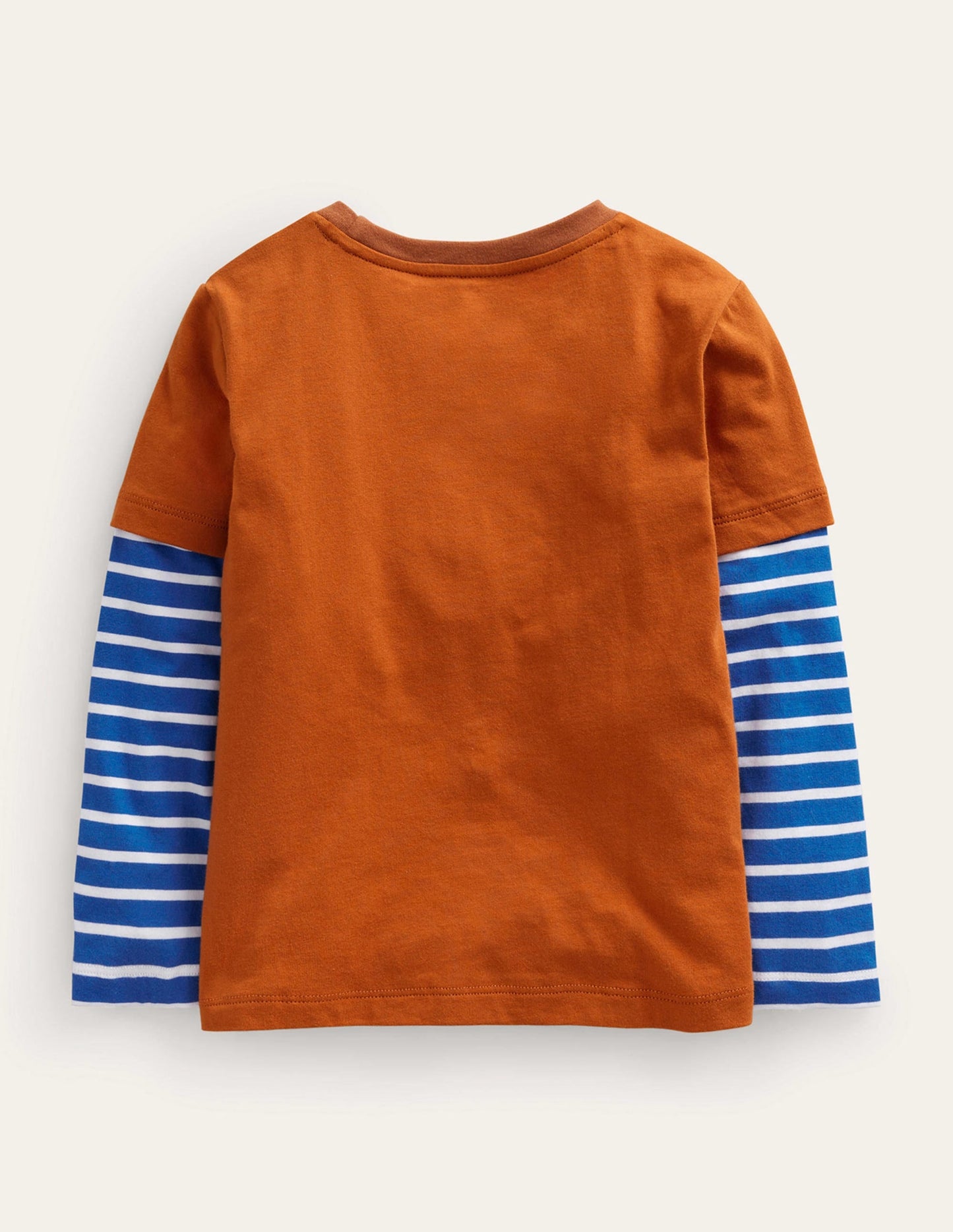 Appliqué Mock Sleeve T-Shirt-Autumn Orange Badger