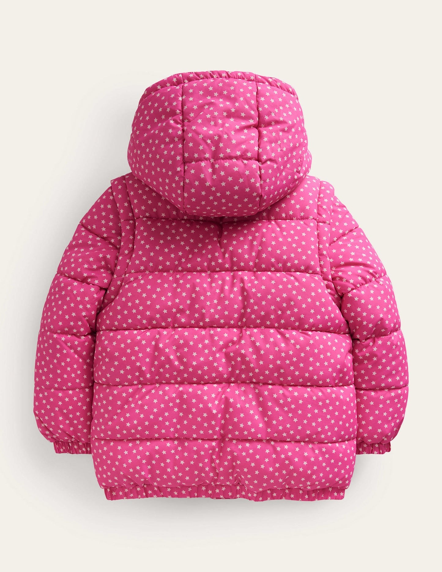 2-in-1 Padded Coat-Mid Pink Tiny Stars