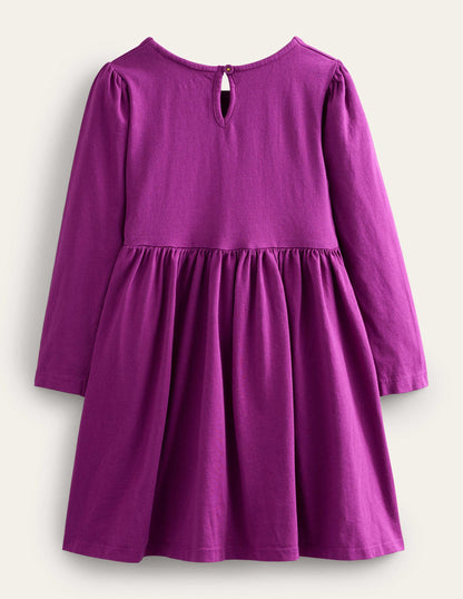 Appliqué Jersey Dress-Chrysanthemum Purple