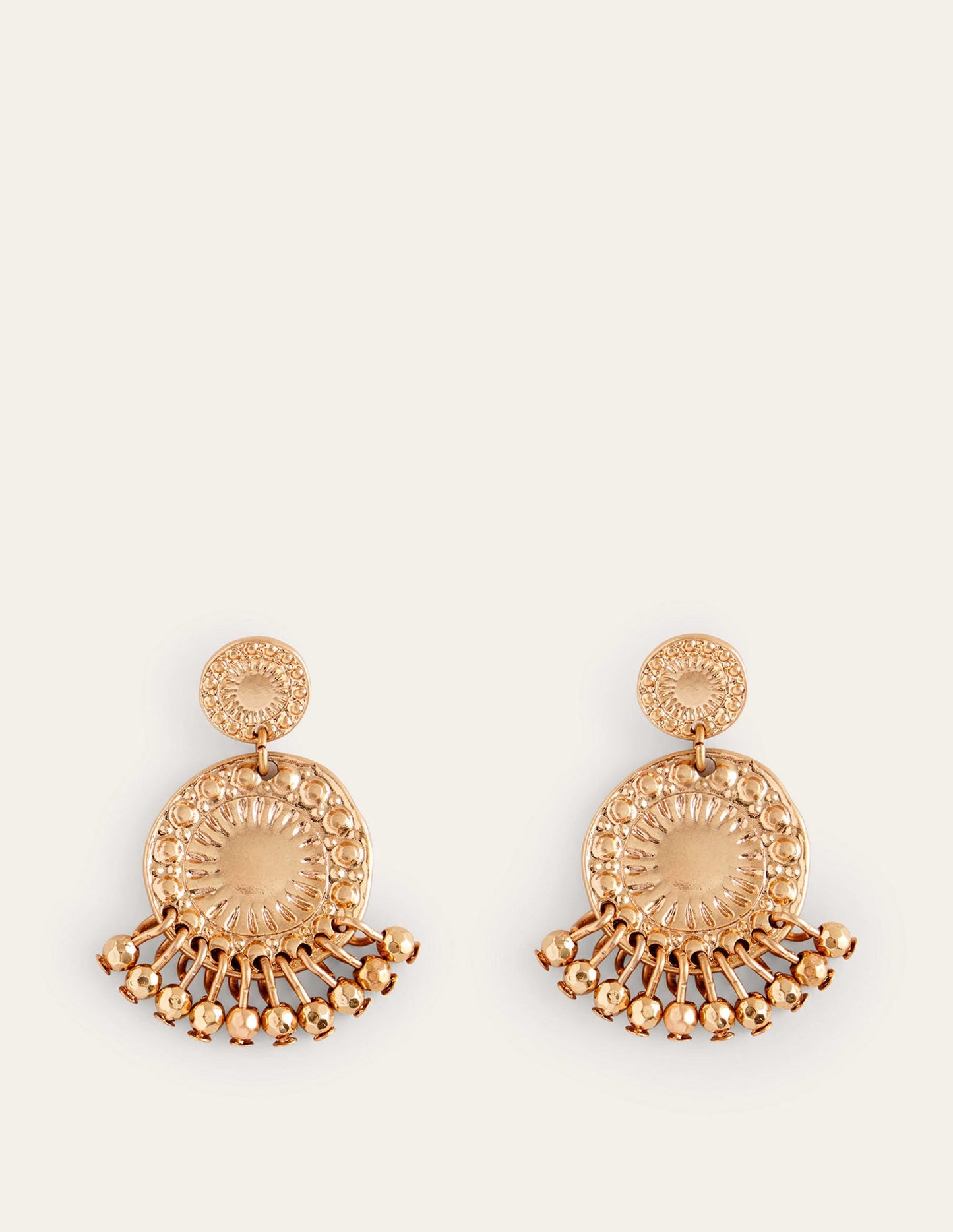 Beaded Coin Earrings-Gold