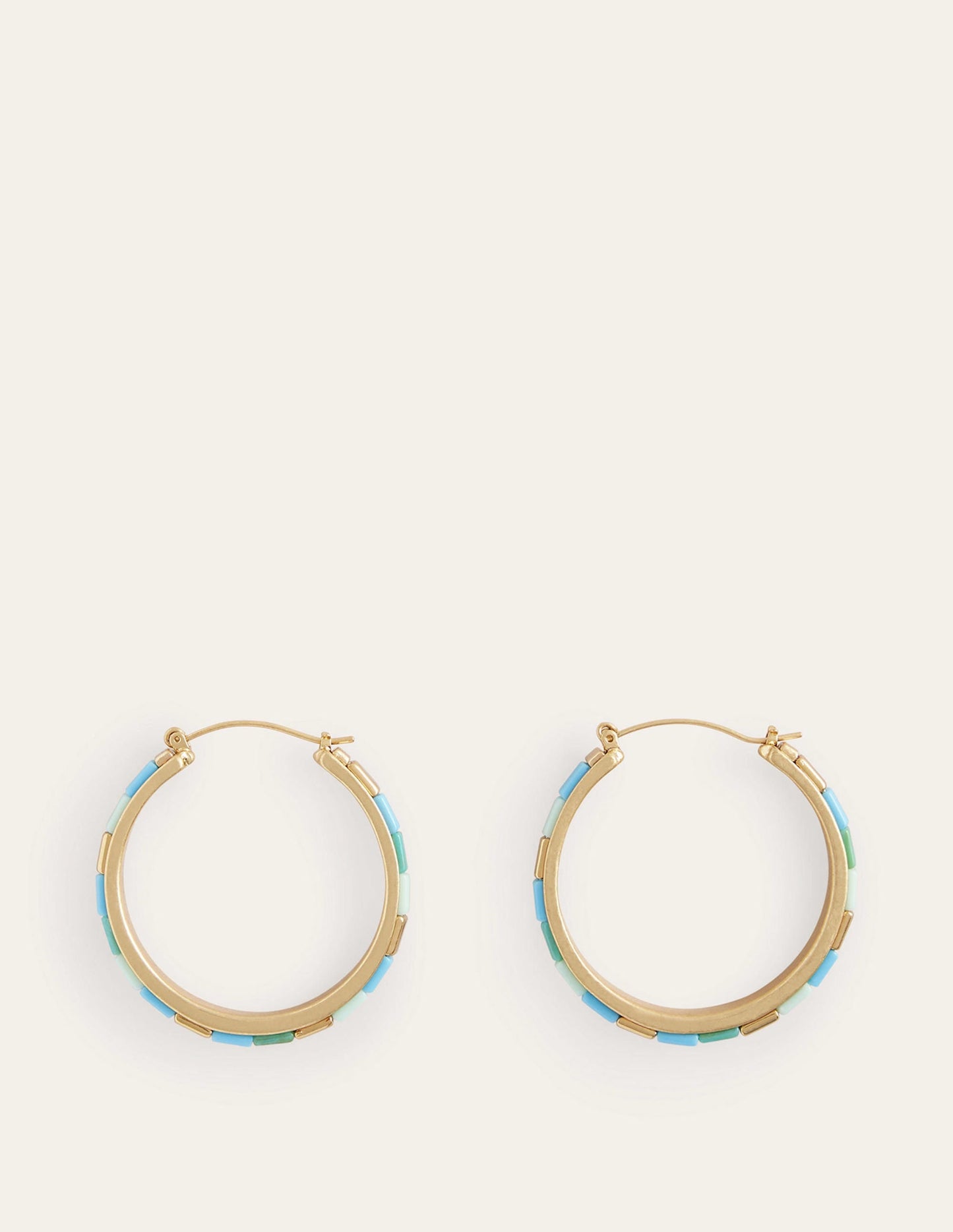 Beaded Hoop Earrings-Green