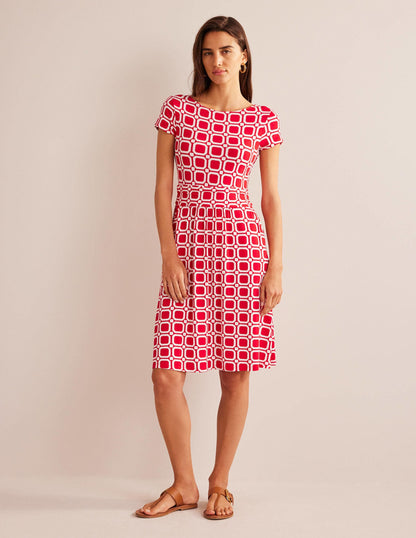 Amelie Jersey Dress-Hot Pepper, Block Cube