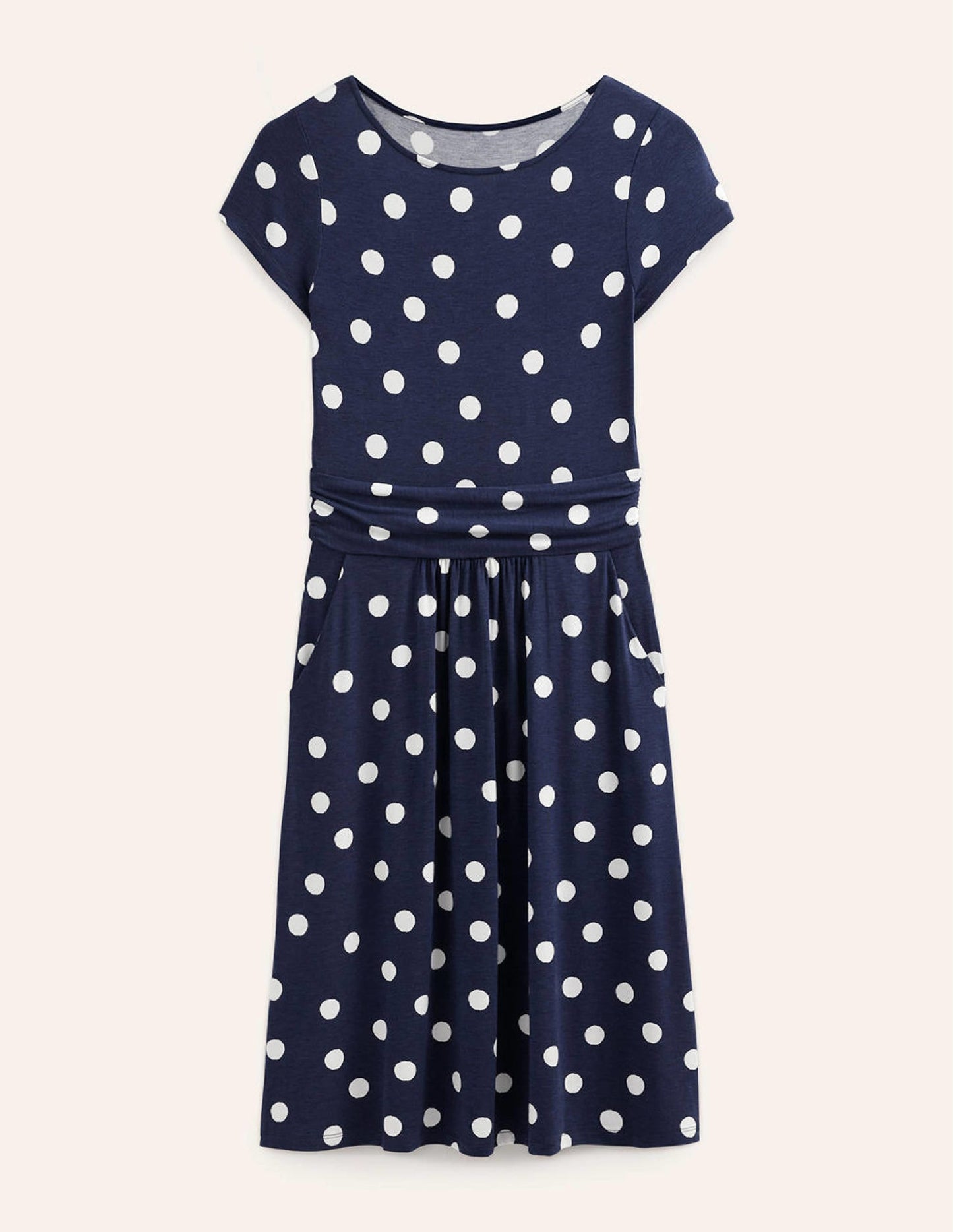 Amelie Jersey Dress-French Navy, Painterly Spot