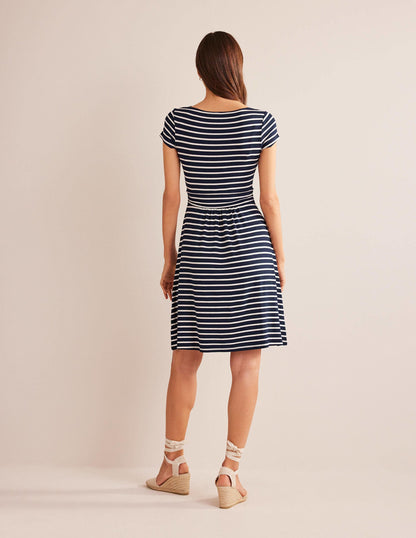 Amelie Jersey Dress-Navy/Ivory