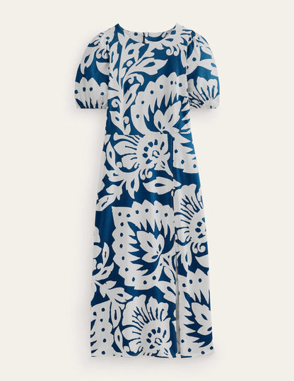 Back Detail Jersey Midi Dress-Sapphire, Oak Terrace