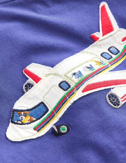 Appliqué Plane T-shirt-Blue Heron Aeroplane