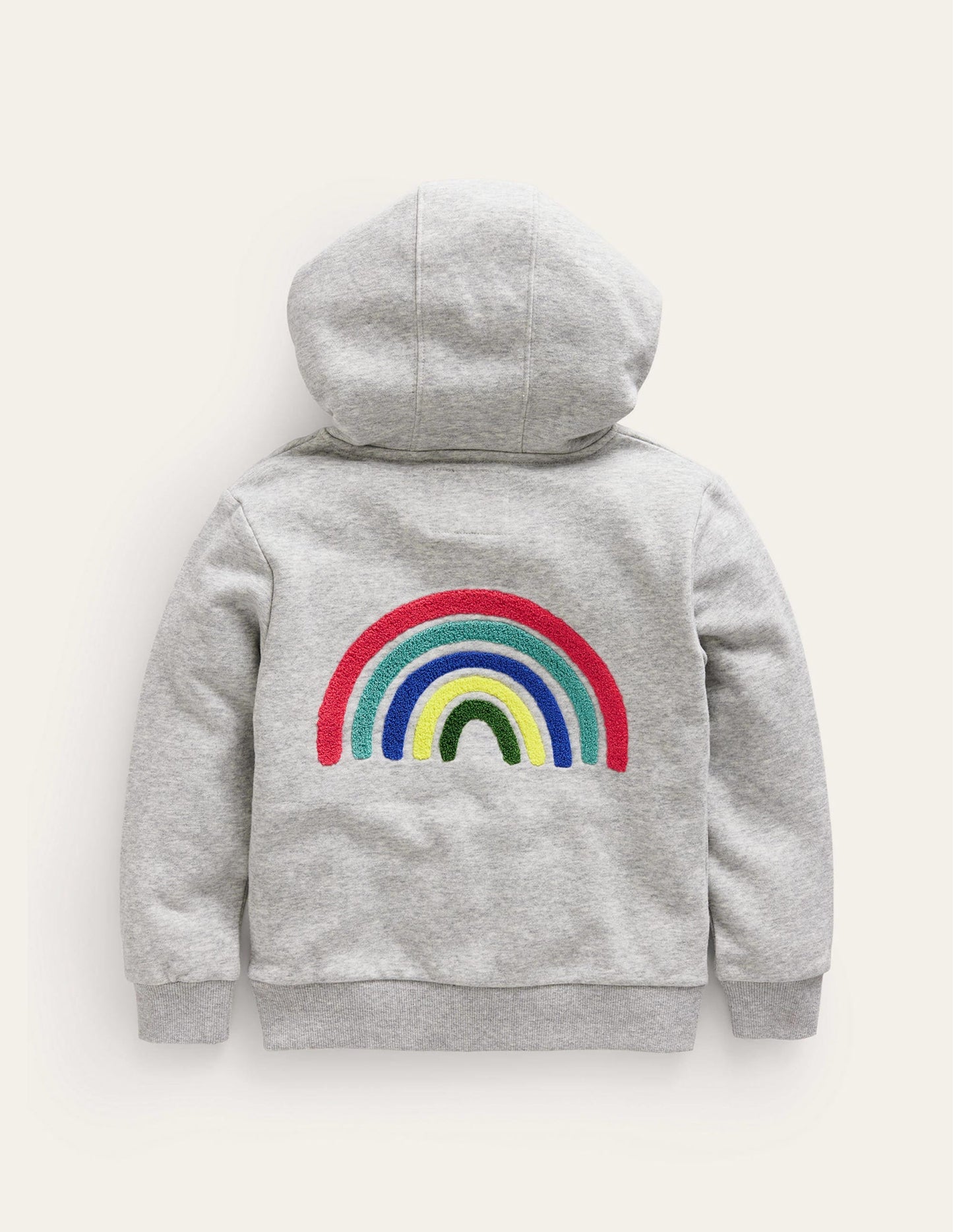Appliqué Rainbow Hoodie-Silver Marl Rainbow