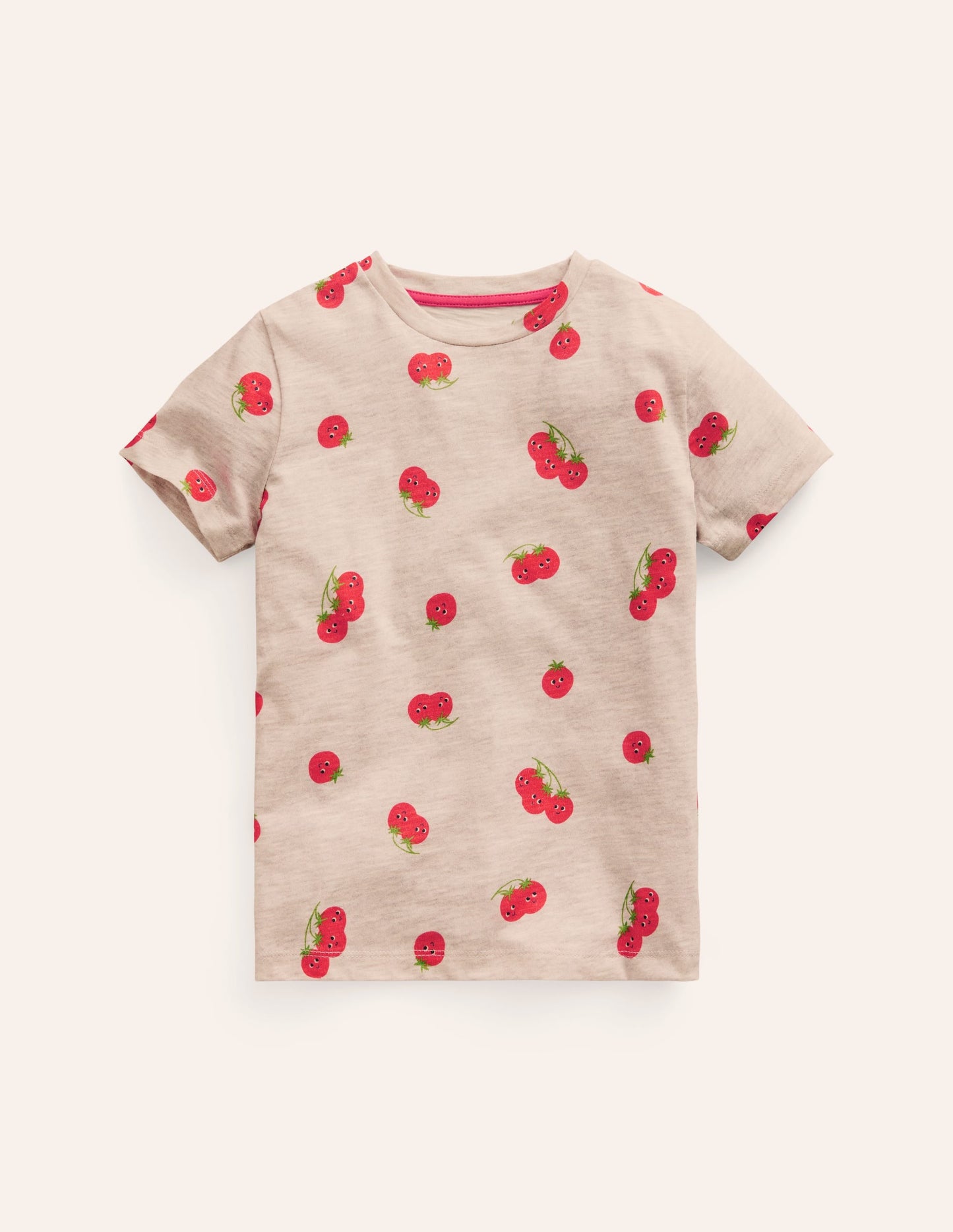 All-over Printed T-Shirt-Oatmeal Marl Tomatoes