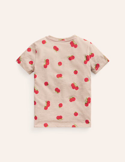 All-over Printed T-Shirt-Oatmeal Marl Tomatoes