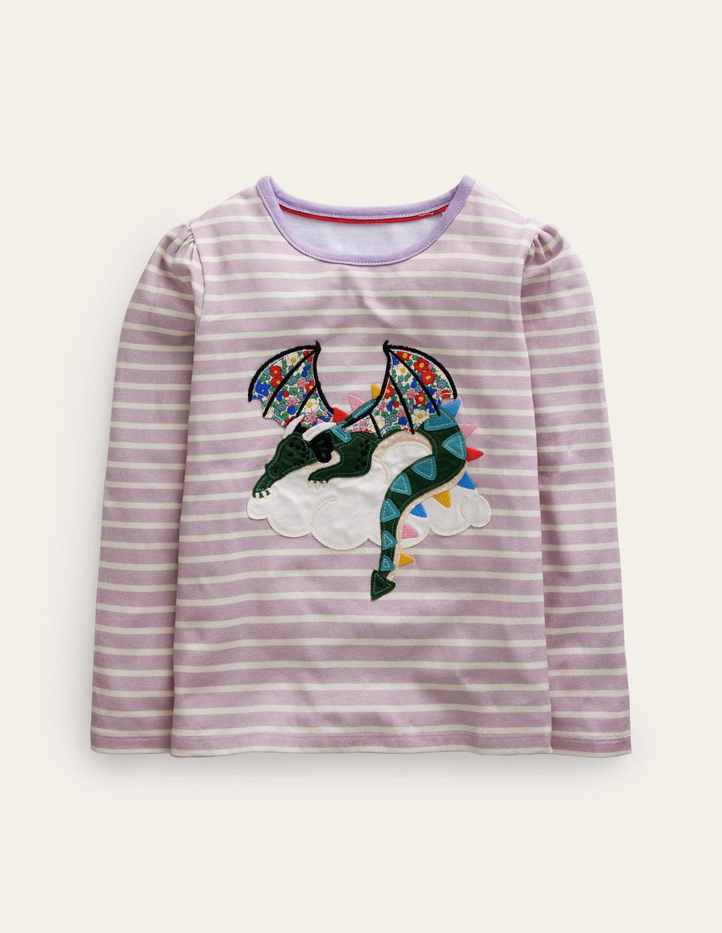 Appliqué Puff-Sleeve Top-Multi Floral Dragon