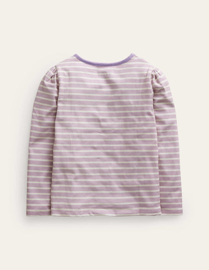 Appliqué Puff-Sleeve Top-Multi Floral Dragon