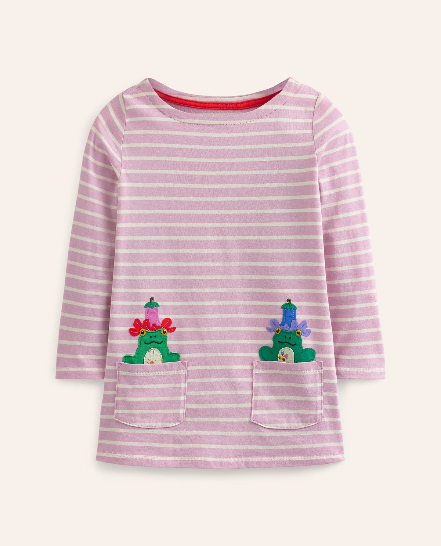 Appliqué Jersey Tunic-Sugared Almond Pink/Ivory