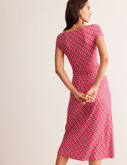 Amelie Jersey Midi Dress-Sangria Sunset, Geo Pome