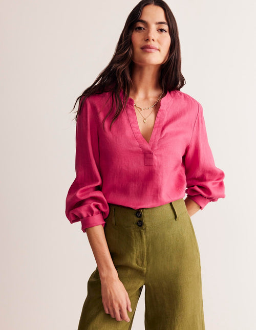 Alice Linen Top-Rethink Pink