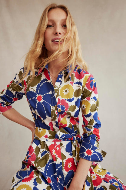 Amy Cotton Midi Shirt Dress-Multi, Bloomsbury Pop