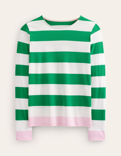 Bea Long Sleeve Breton-Green Ivory, Pink