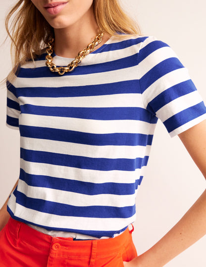 Bea Short Sleeve Breton-Blue, Ivory