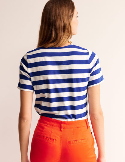 Bea Short Sleeve Breton-Blue, Ivory