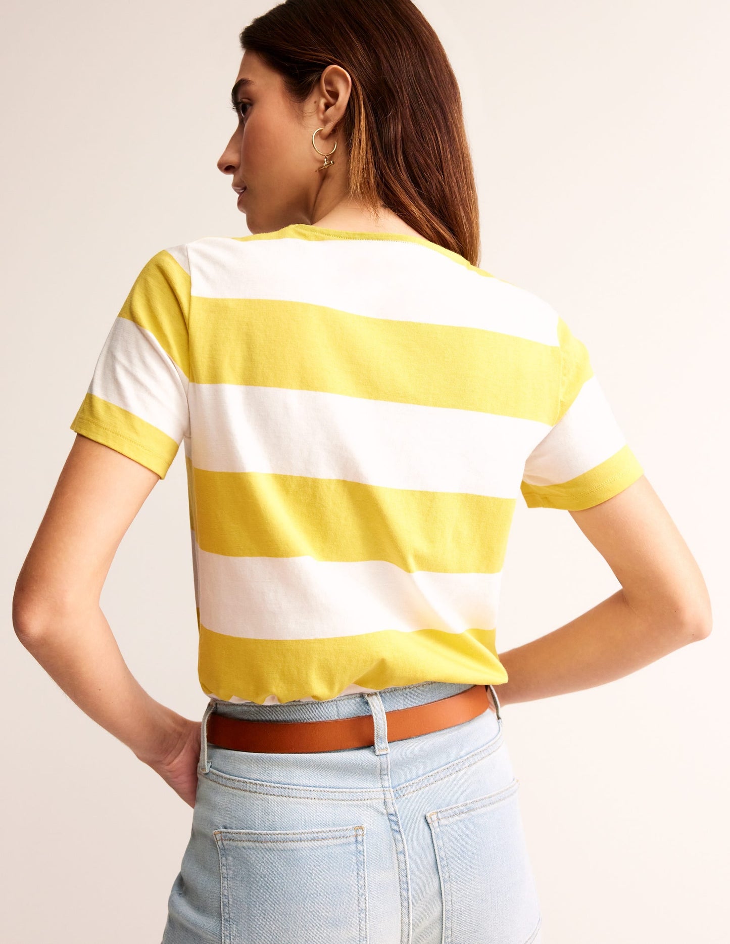 Bea Short Sleeve Breton-Yellow, Ivory Wide Stripe