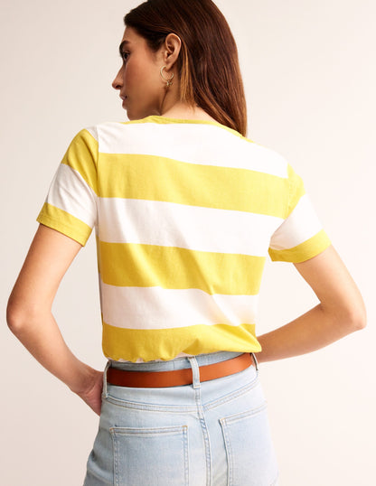 Bea Short Sleeve Breton-Yellow, Ivory Wide Stripe