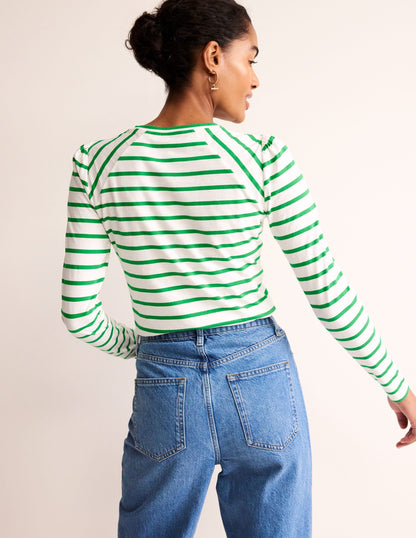Arabella Stripe T-Shirt-Green Tambourine